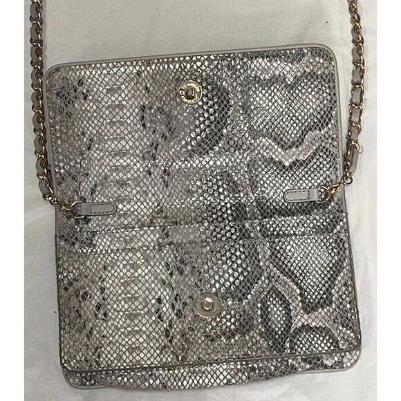Vintage Nordstrom Leather Shoulder bag Animal / Python print, Gray Crossbody Bag - Picture 5 of 14